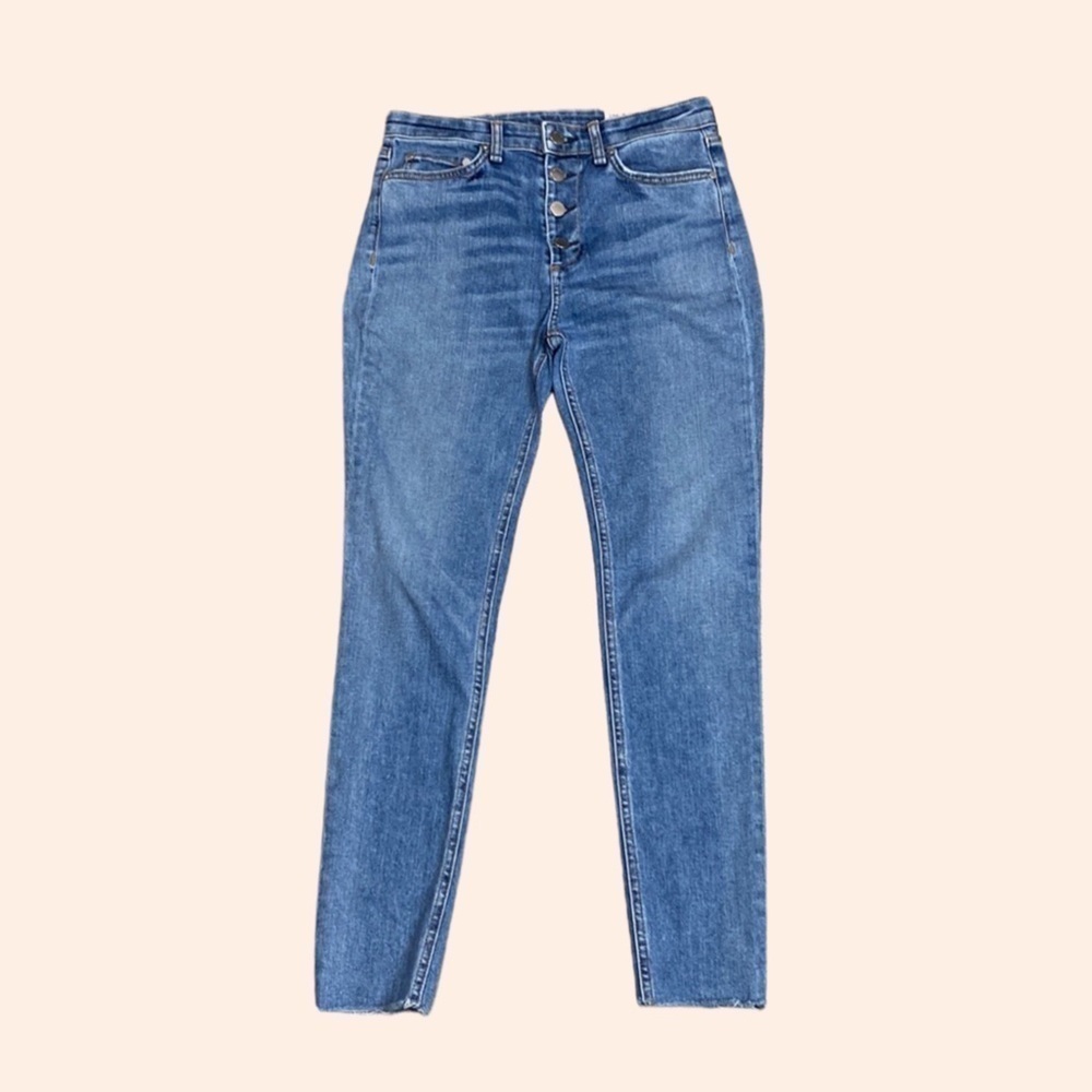 RAG & BONE Women’s NINA BUTTON FLY HIGH-RISE ANKLE SKINNY JEANS SZ 26